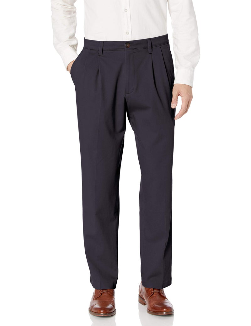Dockers Men's Classic Fit Easy Khaki Pants-Pleated (Standard and Big & Tall), Navy, 32W x 30L - Image 1